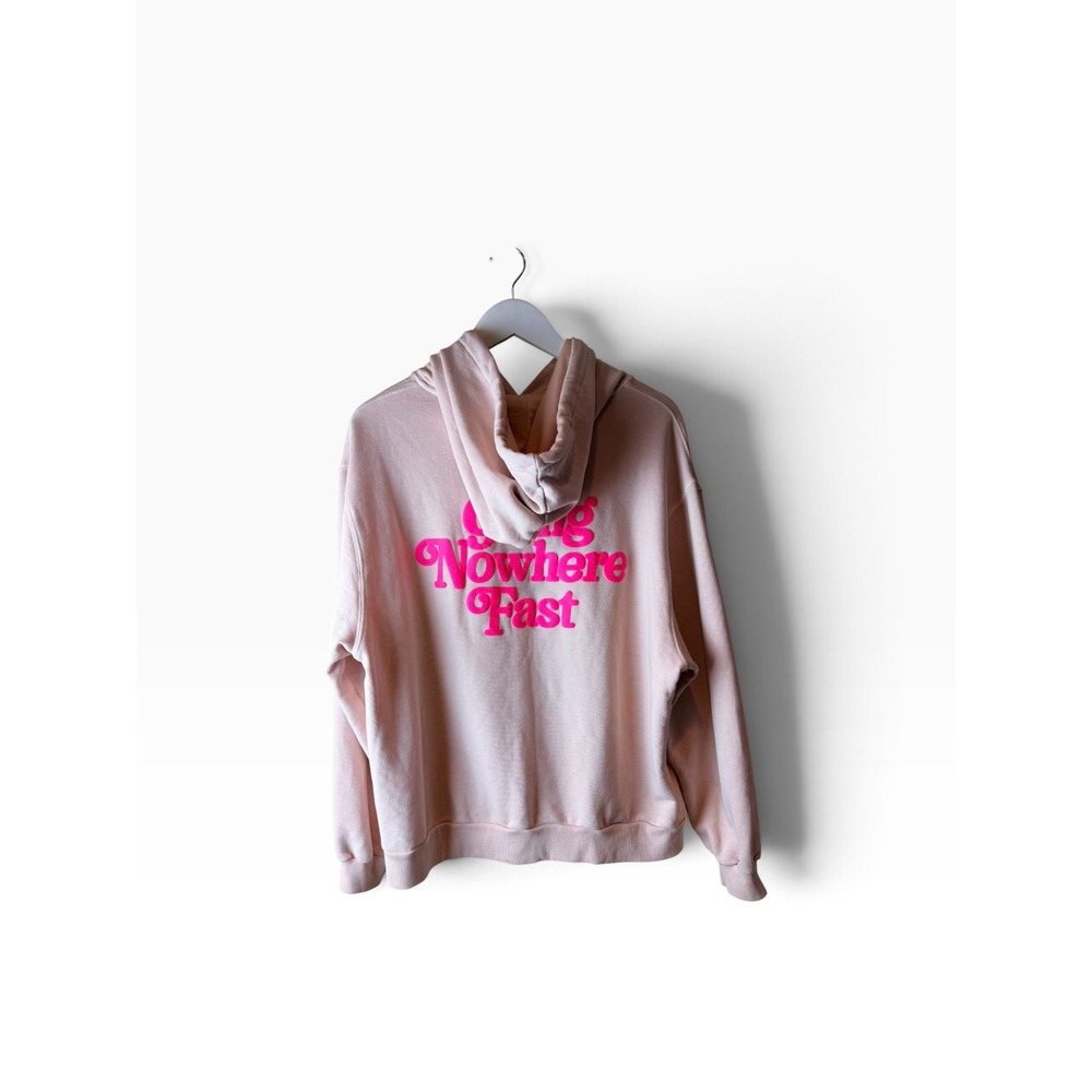 Ascot + Hart Going Nowhere Fast Pink Puff Print Graphic Hoodie Small Pink